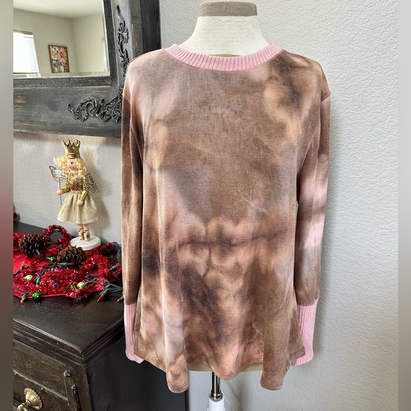Ces Femme tie dye long sleeve top 1X - Picture 3 of 5